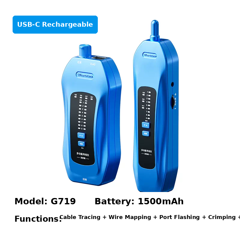 Multifunctional Network Cable Tracer with RJ45 Wire Mapping, Port Flashing, NCV & VFL