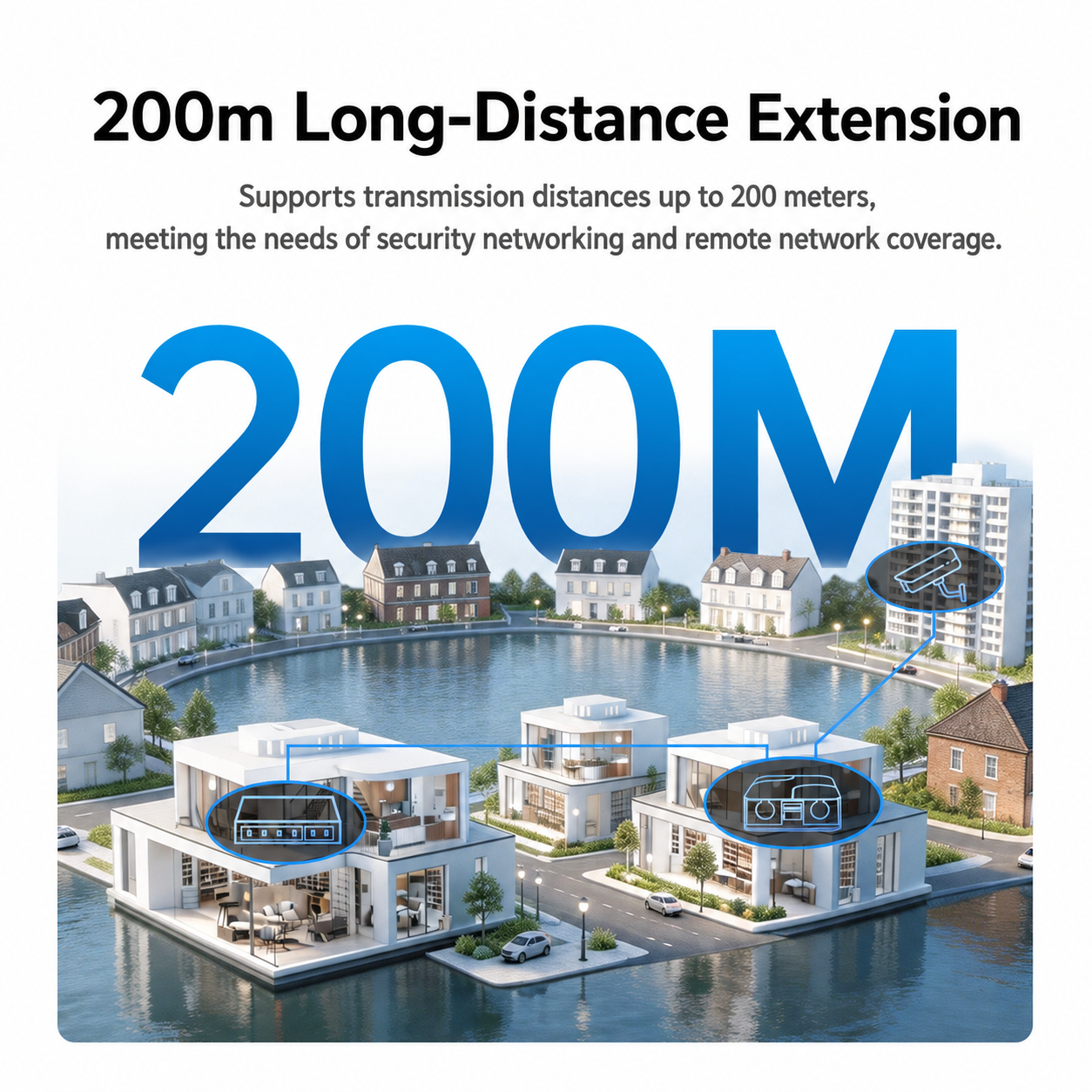 Waterproof 1 to 4 PoE Extender 90W, 10/100Mbps, Up to 200m, compatible with most brands, including Hikvision and Dahua.